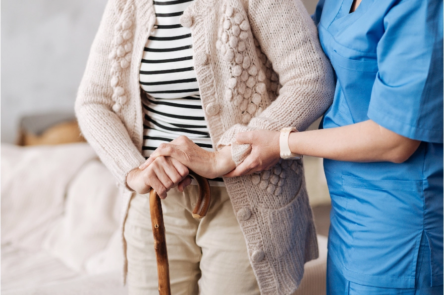 elderly woman at long term care facility