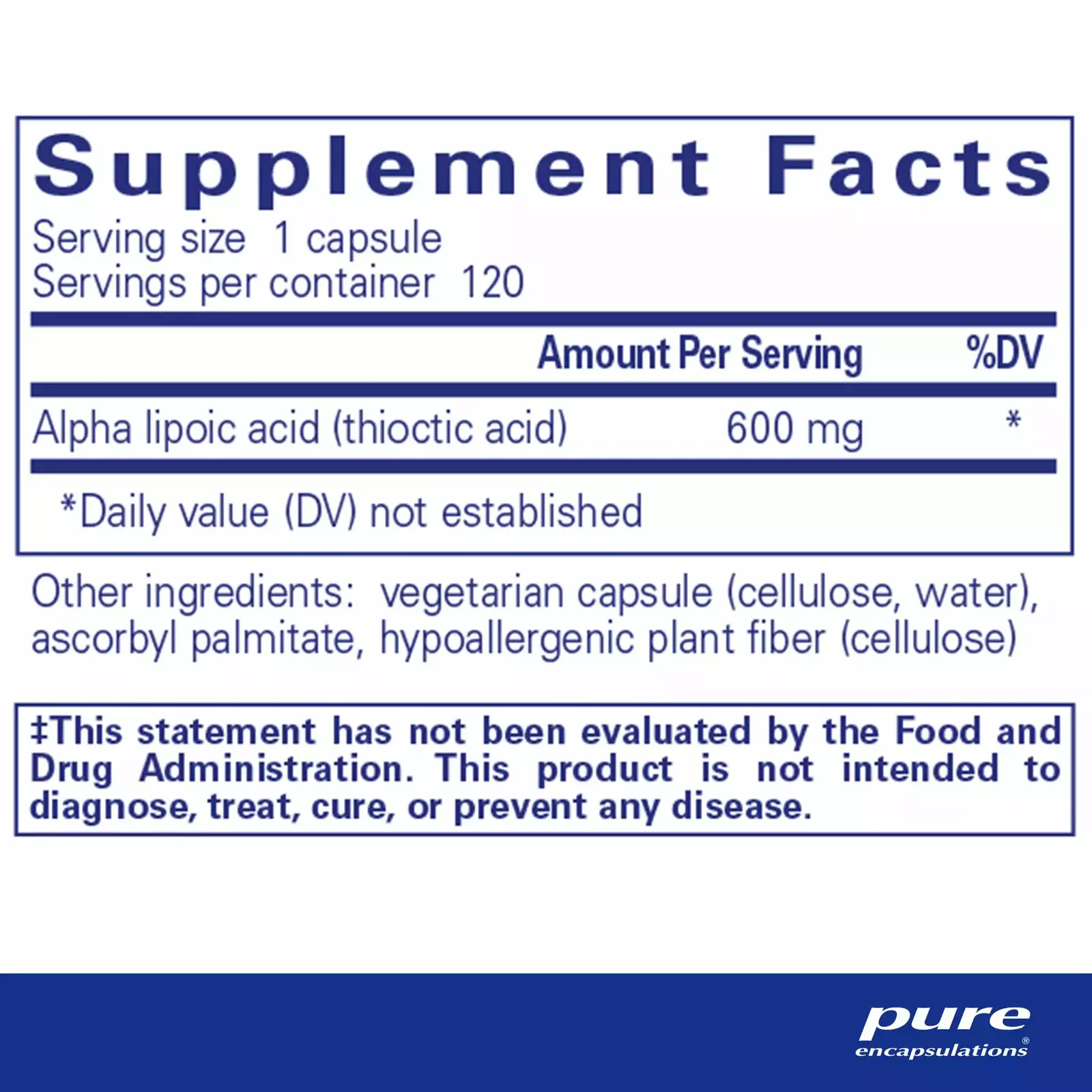 Alpha Lipoic Acid 600 mg.